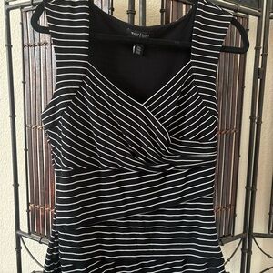White House Black Market Black and White Striped Tank Top - Large